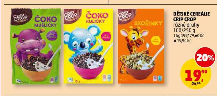 DĚTSKÉ CEREÁLIE CRIP CROP, 100/250 g