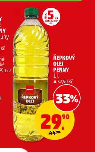 ŘEPKOVÝ OLEJ PENNY, 1 l