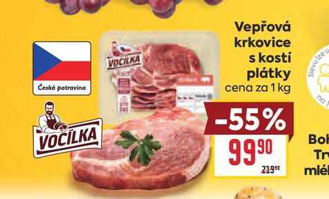 Vepřová krkovice s kostí plátky cena za 1 kg 