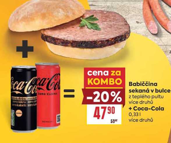 Babiččina sekaná v bulce z teplého pultu + Coca-Cola 0,33l