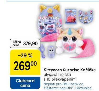 Kittycorn Surprise Kočička, plyšová hračka s 10 překvapeními  