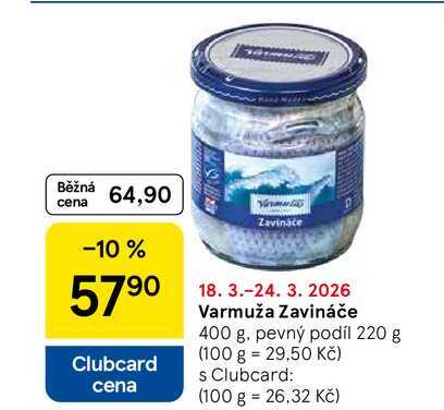 Varmuža Zavináče, 400 g, pevný podíl 220 g  