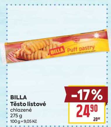 BILLA Těsto listové chlazené 275 g 