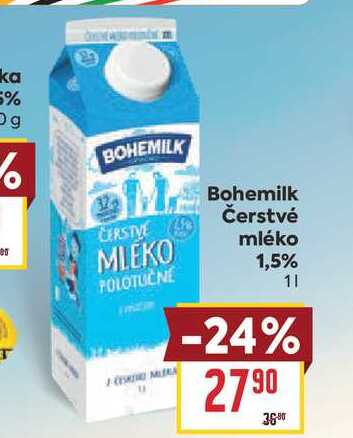Bohemilk Čerstvé mléko 1,5% 1l