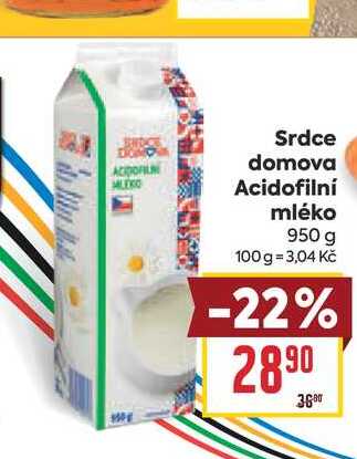 Srdce domova Acidofilní mléko 950 g 