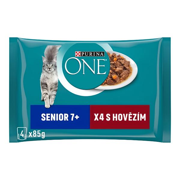 Purina ONE Senior kapsičky pro kočky, hovězí 4x85g