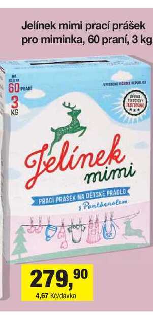 Jelínek mimi prací prášek pro miminka, 60 praní, 3 kg