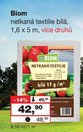 Biom netkaná textílie bílá, 1,6 x 5 m