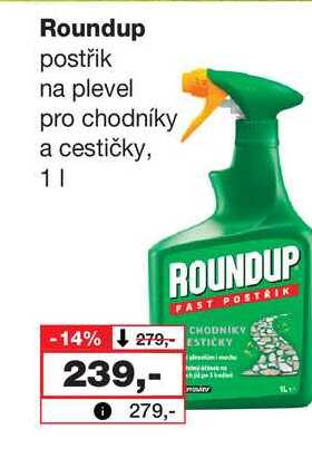 Roundup postřik na plevel pro chodníky a cestičky, 1l