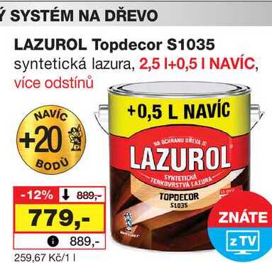 LAZUROL Topdecor $1035 syntetická lazura, 2,5l