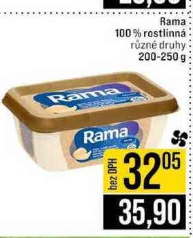 Rama 100% rostlinná různé druhy 200-250 g v akci