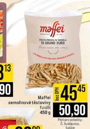 Maffei semolinové těstoviny fusilli 450 g 