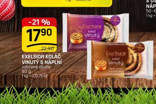 EXELSIOR KOLÁČ VINUTÝ S NÁPLNÍ vybrané druhy 80 g