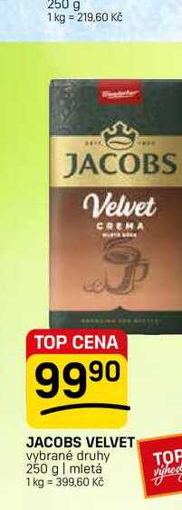 JACOBS VELVET vybrané druhy 250 g | mletá 