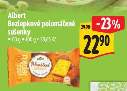 Albert Bezlepkové polomáčené sušenky 80 g  