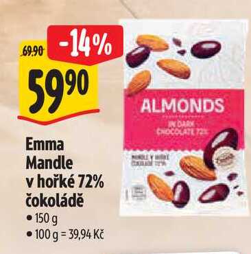   Emma Mandle v hořké 72% čokoládě 150 g 