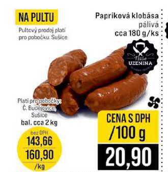 Papriková klobása pálivá cca 180 g 100g