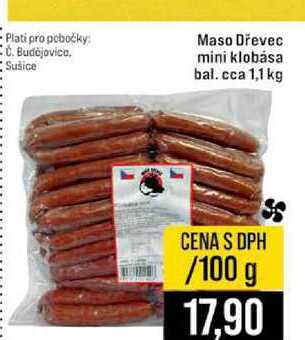 Maso Dřevec mini klobása bal. cca 1,1 kg 100g