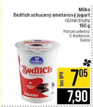 Milko Bedřich ochucený smetanový jogurt různé druhy 150 g