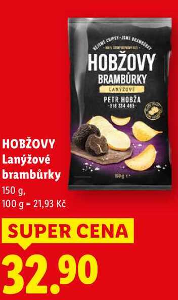 HOBŽOVY Lanýžové brambůrky, 150 g