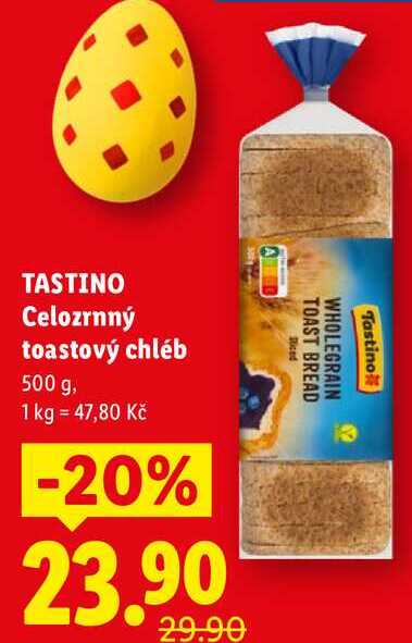 TASTINO Celozrnný toastový chléb, 500 g