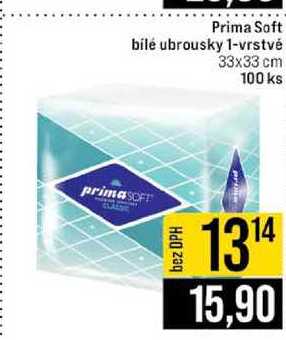 Prima Soft bílé ubrousky 1-vrstvé 33x33 cm 100 ks 