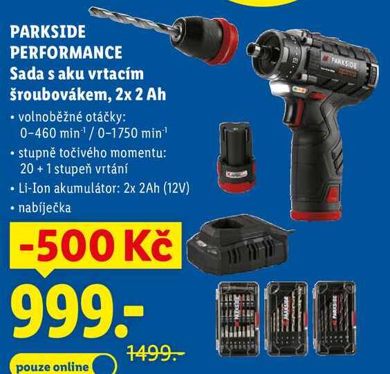 PARKSIDE PERFORMANCE Sada s aku vrtacím šroubovákem, 2x 2 Ah