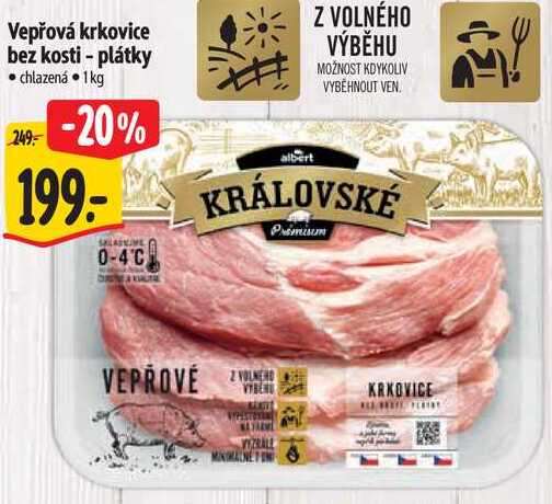 Vepřová krkovice bez kosti - plátky, 1 kg