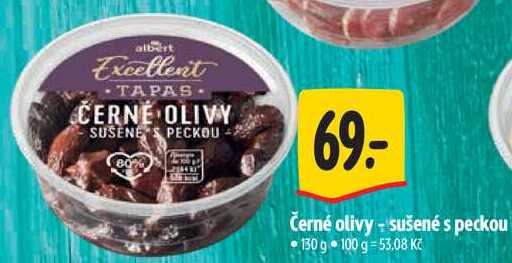 Černé olivy - sušené s peckou, 130 g