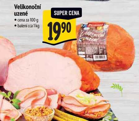 Velikonoční uzené, cena za 100 g 