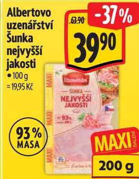 Albertovo uzenářství Šunka nejvyšší jakosti, 200 g