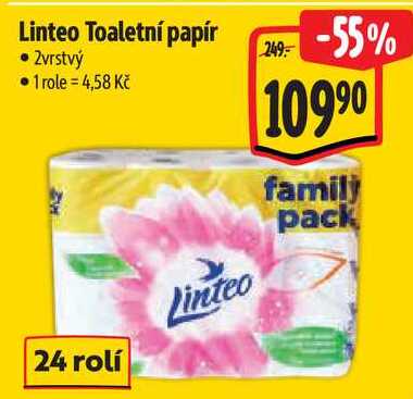 Linteo Toaletní papír, 24 rolí