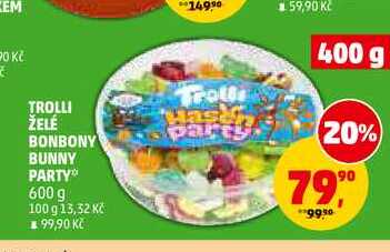 TROLLI ŽELÉ BONBONY BUNNY PARTY, 600 g