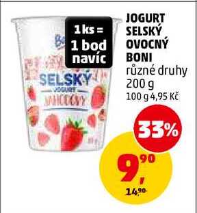 JOGURT SELSKÝ OVOCNÝ BONI, 200 g 