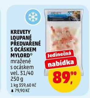 KREVETY LOUPANÉ PŘEDVAŘENÉ S OCÁSKEM MYLORD, 250 g
