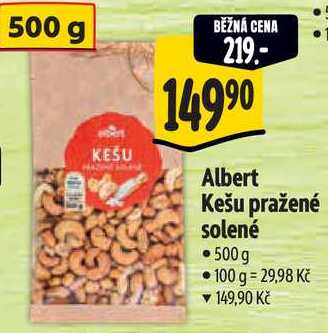 Albert Kešu pražené solené, 500 g