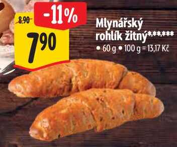 Mlynářský rohlík žitný, 60 g