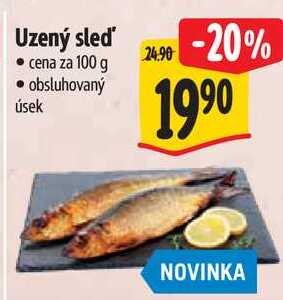 Uzený sleď, cena za 100 g