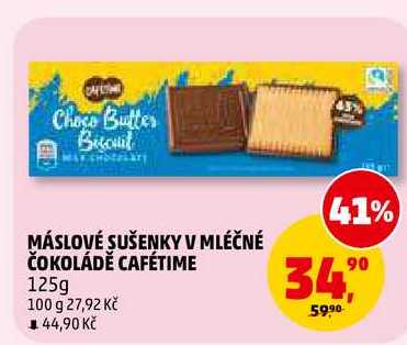 MÁSLOVÉ SUŠENKY V MLÉČNÉ ČOKOLÁDĚ CAFÉTIME, 125 g