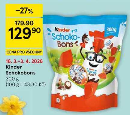 Kinder Schoko-Bons čokoládové bonbony z mléčné čokolády, 300 g