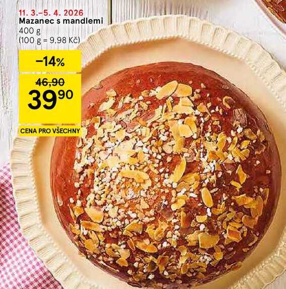 Mazanec s mandlemi, 400 g  