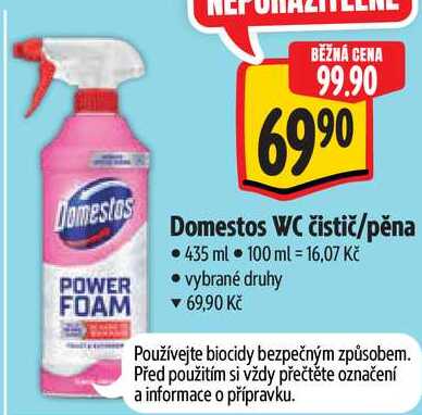 Domestos WC čistič/pěna, 435 ml 