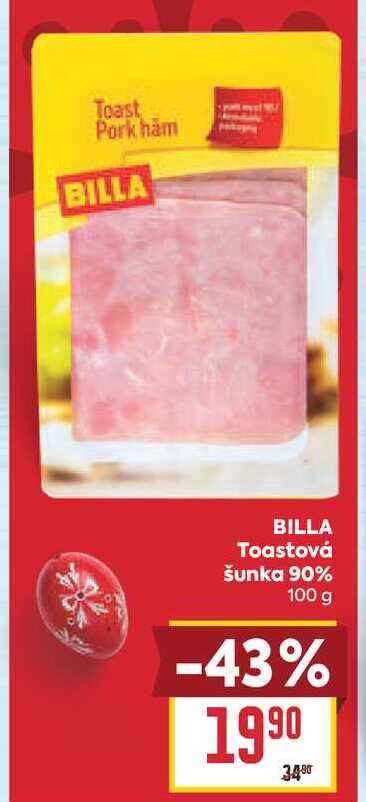 BILLA Toastová šunka 90% 100 g 