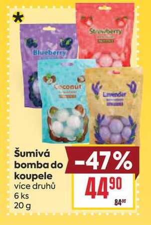 Šumivá bomba do koupele více druhů 6 ks 20g