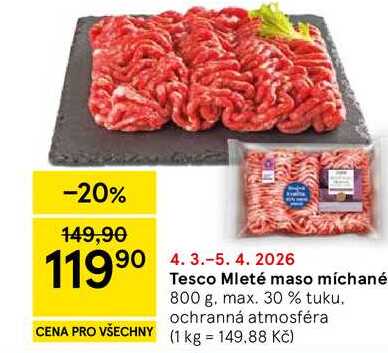 Tesco Mleté maso míchané, 800 g, max. 30 % tuku 
