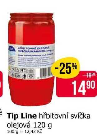 Tip Line hřbitovní svíčka olejová 120 g 