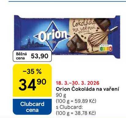 Orion Čokoláda na vaření, 90 g 
