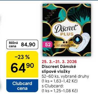 Discreet Dámské slipové vložky, 52-60 ks 