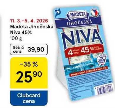 Madeta Jihočeská Niva 45%, 100 g  