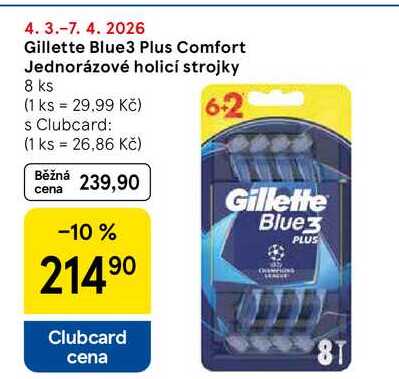 Gillette Blue3 Plus Comfort Jednorázové holicí strojky, 8 ks  